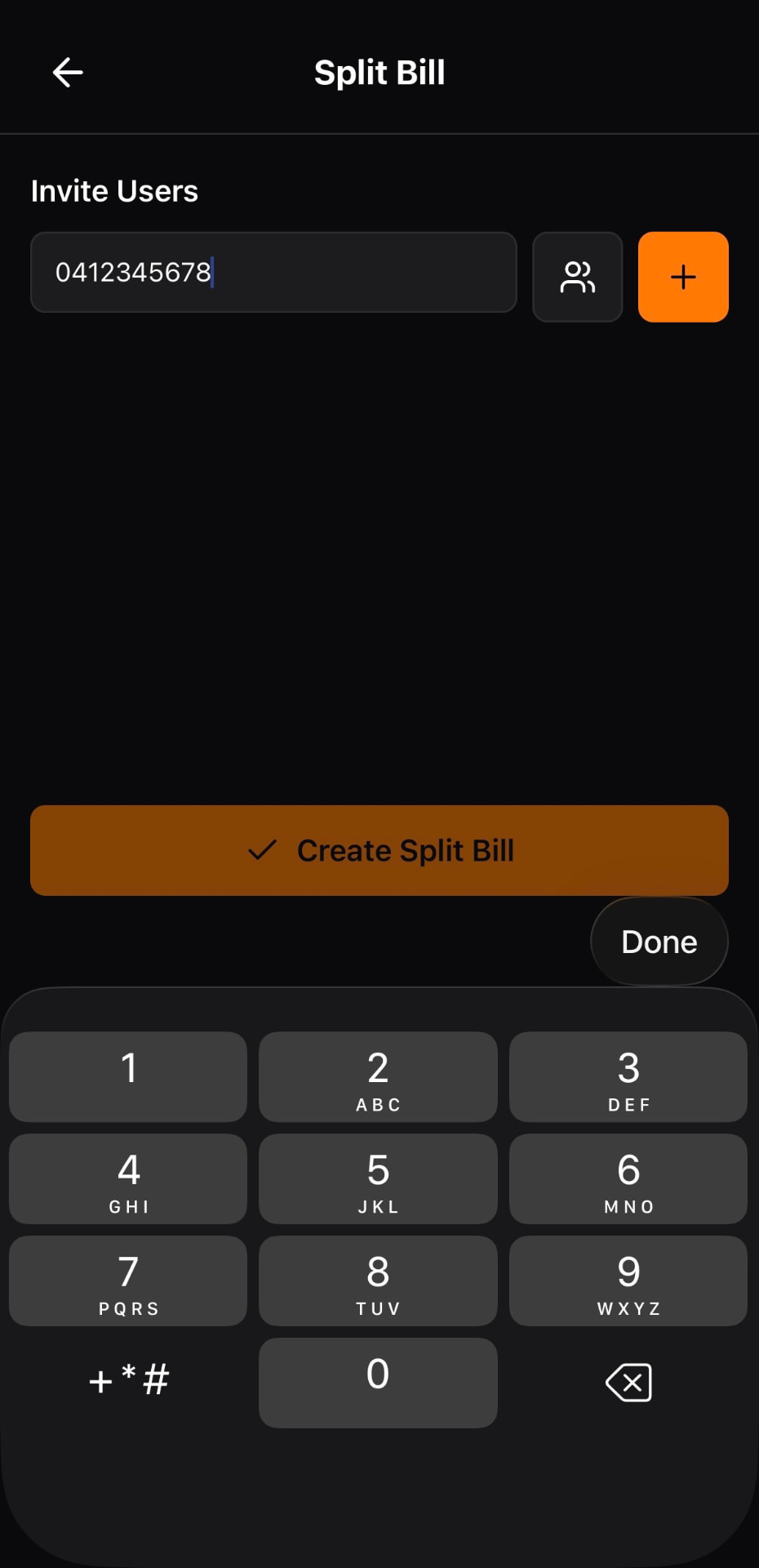 Keel split bill screen inviting a housemate to share a bill